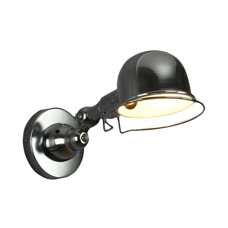 Rynx | Metallic Dome Shade Wall Lighting Vintage Style 1 Light Bedroom Rotatable Wall Lamp with Ring in White/Red