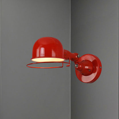 Rynx | Metallic Dome Shade Wall Lighting Vintage Style 1 Light Bedroom Rotatable Wall Lamp with Ring in White/Red