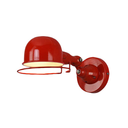 Rynx | Metallic Dome Shade Wall Lighting Vintage Style 1 Light Bedroom Rotatable Wall Lamp with Ring in White/Red