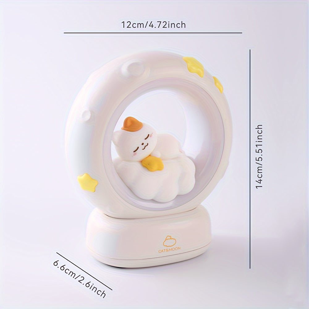 Rynx | SleepyCat - Cute Cat Night Light with USB Rechargeable Battery and Dimmable Light
