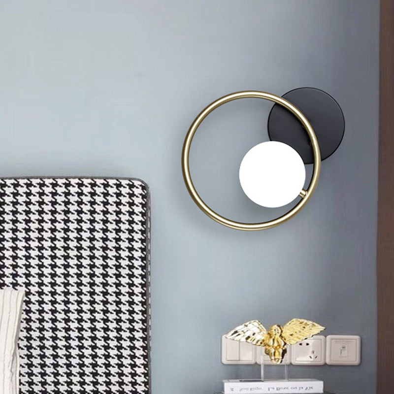 Rynx | Gold and Black Ring Wall Mounted Light Postmodern 1-Light Metallic Wall Lamp Light