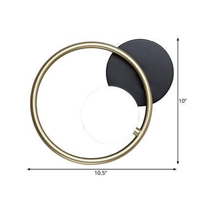 Rynx | Gold and Black Ring Wall Mounted Light Postmodern 1-Light Metallic Wall Lamp Light