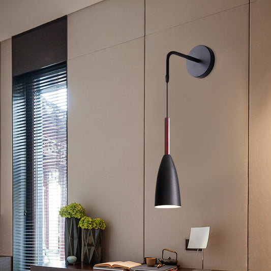 Rynx | Bullet Shape Wall Mounted Pendant Lamp Modern Iron 1 Light Sconce Fixture in Black/White/Grey for Bedside