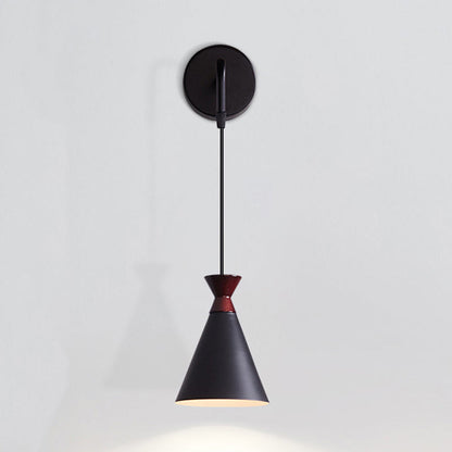 Rynx | Iron conical wall lamp wall light Minimalism 1 head Black/Grey/White wall-mounted lamp with hanging cable