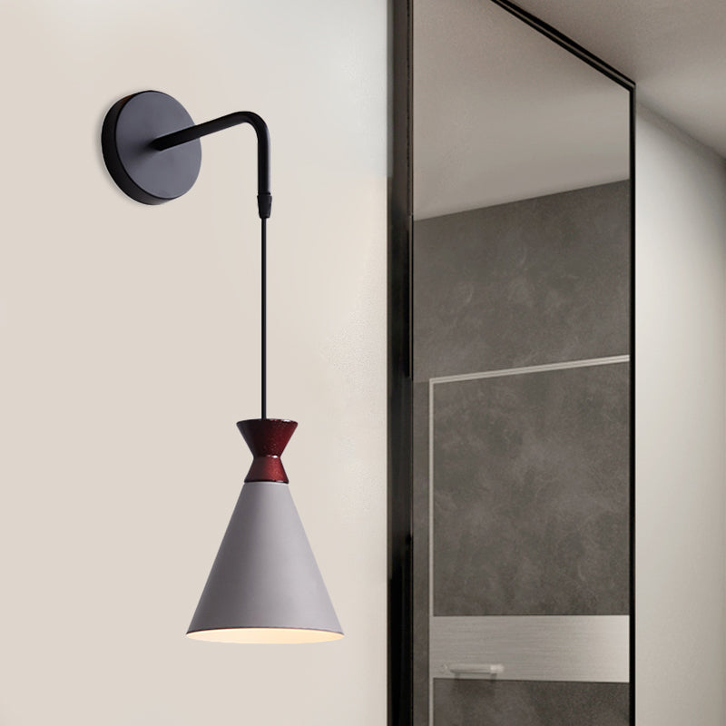 Rynx | Iron conical wall lamp wall light Minimalism 1 head Black/Grey/White wall-mounted lamp with hanging cable
