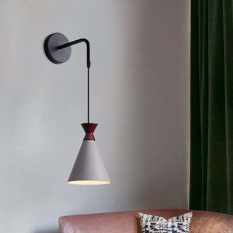 Rynx | Iron conical wall lamp wall light Minimalism 1 head Black/Grey/White wall-mounted lamp with hanging cable