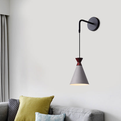Rynx | Iron conical wall lamp wall light Minimalism 1 head Black/Grey/White wall-mounted lamp with hanging cable