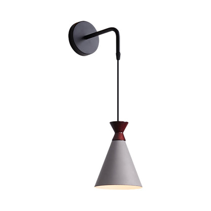 Rynx | Iron conical wall lamp wall light Minimalism 1 head Black/Grey/White wall-mounted lamp with hanging cable