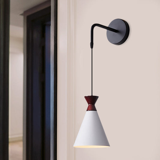 Rynx | Iron conical wall lamp wall light Minimalism 1 head Black/Grey/White wall-mounted lamp with hanging cable