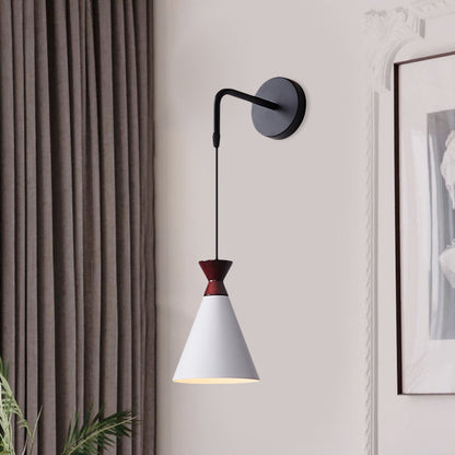 Rynx | Iron conical wall lamp wall light Minimalism 1 head Black/Grey/White wall-mounted lamp with hanging cable