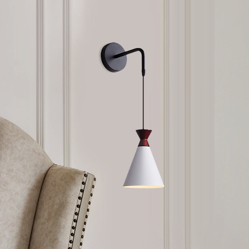 Rynx | Iron conical wall lamp wall light Minimalism 1 head Black/Grey/White wall-mounted lamp with hanging cable