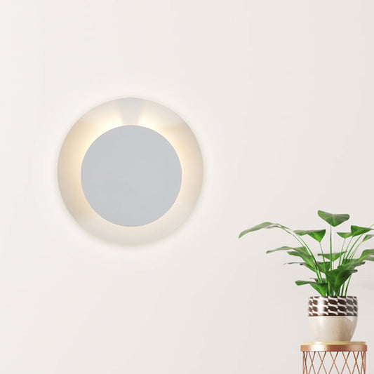 Rynx | Metallic Disc Wall Sconces Lamp Minimalist LED White Wall Mounted Light Fixture with Adjustable Design