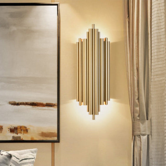 Rynx | Gold Finish Slim Tube Wall Light Post Modern 4 Bulbs Metal Wall Lamp Light