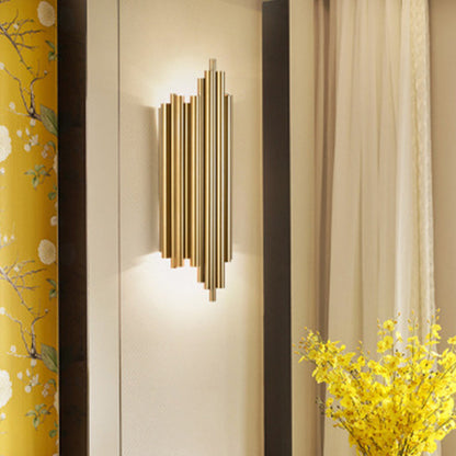 Rynx | Gold Finish Slim Tube Wall Light Post Modern 4 Bulbs Metal Wall Lamp Light