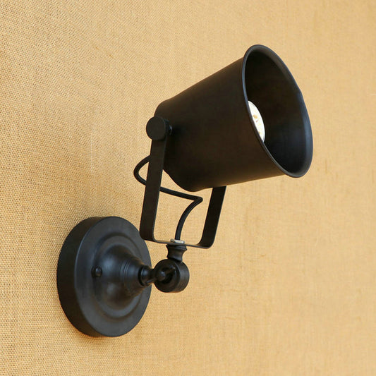 Rynx | Antique Style Bucket Wall Lamp Sconces 1 Light Iron Adjustable Wall Mounted Light in Black/Grey for Outdoor
