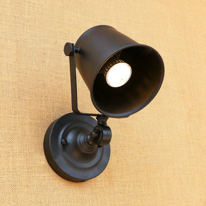 Rynx | Antique Style Bucket Wall Lamp Sconces 1 Light Iron Adjustable Wall Mounted Light in Black/Grey for Outdoor