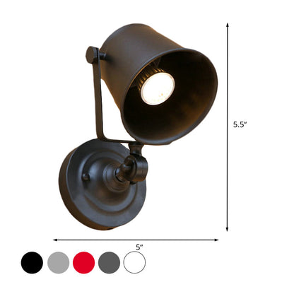 Rynx | Antique Style Bucket Wall Lamp Sconces 1 Light Iron Adjustable Wall Mounted Light in Black/Grey for Outdoor