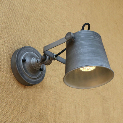 Rynx | Antique Style Bucket Wall Lamp Sconces 1 Light Iron Adjustable Wall Mounted Light in Black/Grey for Outdoor