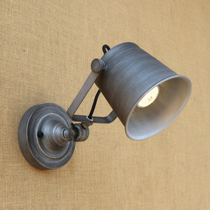 Rynx | Antique Style Bucket Wall Lamp Sconces 1 Light Iron Adjustable Wall Mounted Light in Black/Grey for Outdoor
