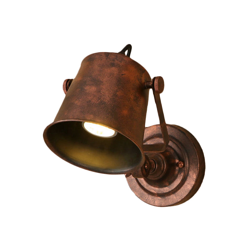 Rynx | Antique Style Bucket Wall Lamp Sconces 1 Light Iron Adjustable Wall Mounted Light in Black/Grey for Outdoor