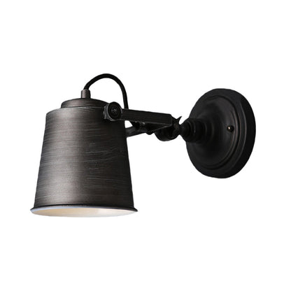 Rynx | Antique Style Bucket Wall Lamp Sconces 1 Light Iron Adjustable Wall Mounted Light in Black/Grey for Outdoor