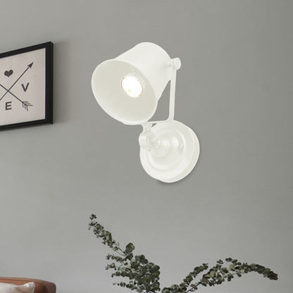 Rynx | Antique Style Bucket Wall Lamp Sconces 1 Light Iron Adjustable Wall Mounted Light in Black/Grey for Outdoor