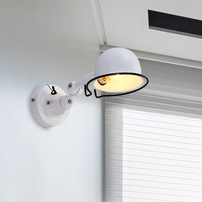 Rynx | Rust/White Dome Wall Lamp Sconces Retro Style 1 Light Dining Room Adjustable Wall Lighting with Ring