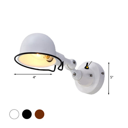 Rynx | Rust/White Dome Wall Lamp Sconces Retro Style 1 Light Dining Room Adjustable Wall Lighting with Ring