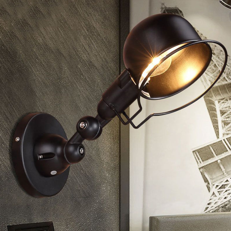 Rynx | Rust/White Dome Wall Lamp Sconces Retro Style 1 Light Dining Room Adjustable Wall Lighting with Ring