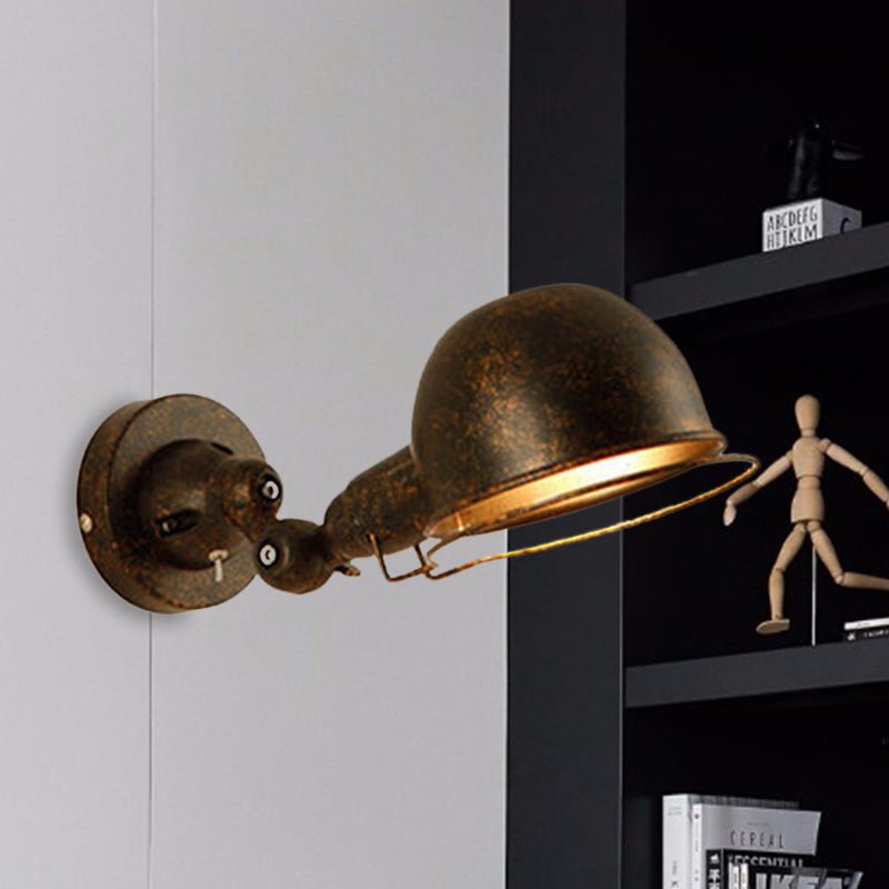 Rynx | Rust/White Dome Wall Lamp Sconces Retro Style 1 Light Dining Room Adjustable Wall Lighting with Ring