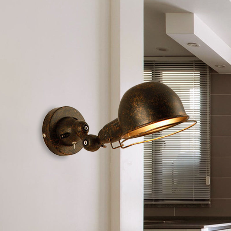 Rynx | Rust/White Dome Wall Lamp Sconces Retro Style 1 Light Dining Room Adjustable Wall Lighting with Ring