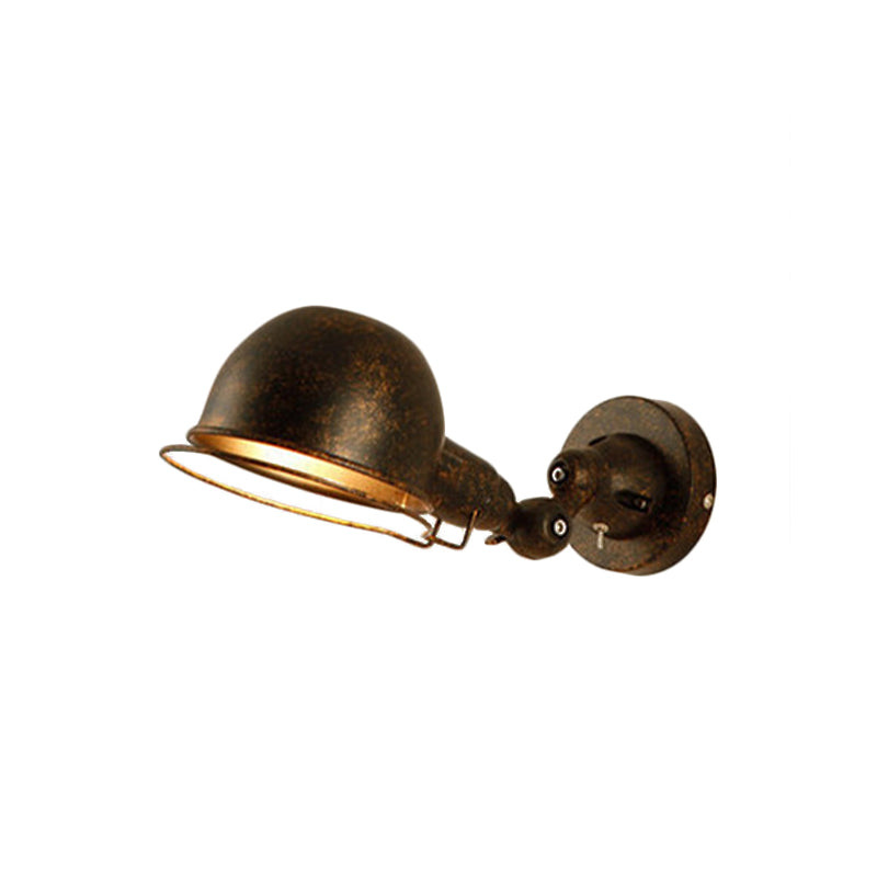 Rynx | Rust/White Dome Wall Lamp Sconces Retro Style 1 Light Dining Room Adjustable Wall Lighting with Ring
