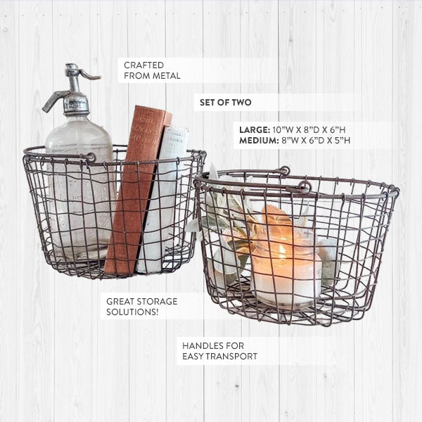 Rynx | Nesting wire baskets with handles, set of 2