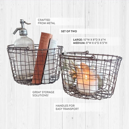 Rynx | Nesting wire baskets with handles, set of 2