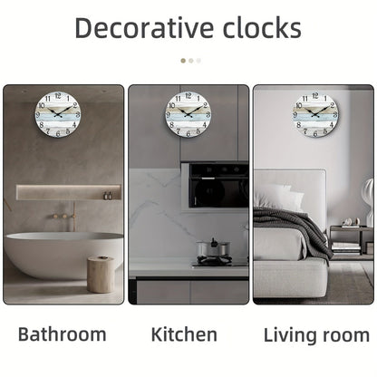 Rynx | Nautical Wall Clock - Silent Round Clock, Blue Theme for Outdoor and Indoor