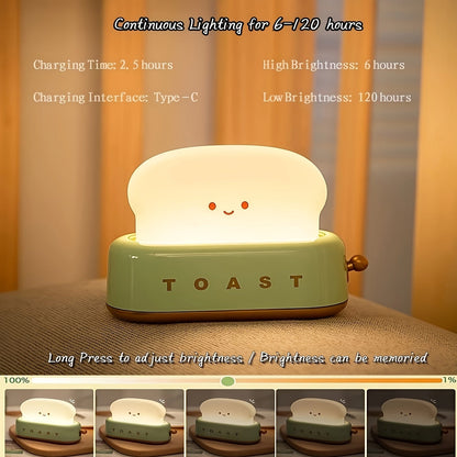 Rynx | LumiToast - Sweet USB Rechargeable LED Toaster Table Lamp, 3000K Warm Light
