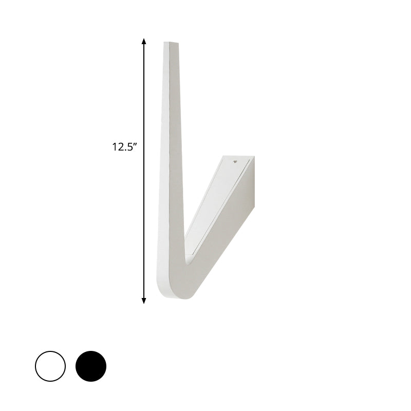 Rynx | V-shaped wall lighting contemporary style metal LED black/white wall lamp for hallway, warm/white light