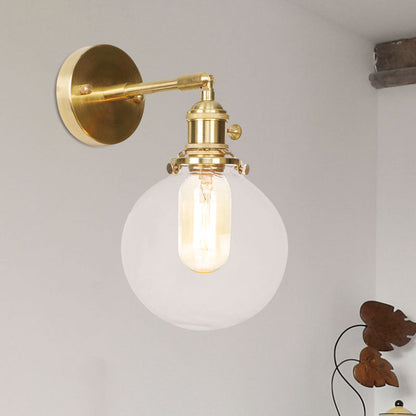 Rynx | Spherical Wall Lamp 1 Light Clear Glass Shade Industrial Wall Lamp Light for Porch