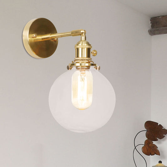 Rynx | Spherical Wall Lamp 1 Light Clear Glass Shade Industrial Wall Lamp Light for Porch