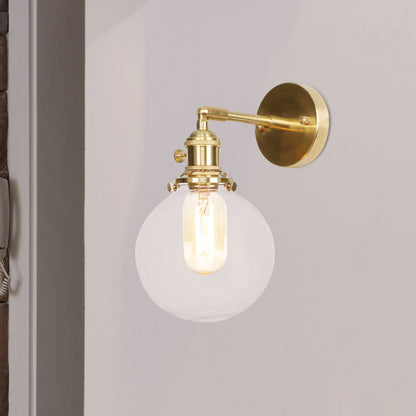 Rynx | Spherical Wall Lamp 1 Light Clear Glass Shade Industrial Wall Lamp Light for Porch
