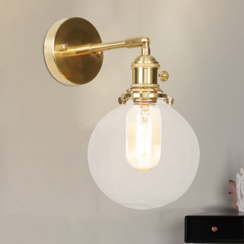 Rynx | Spherical Wall Lamp 1 Light Clear Glass Shade Industrial Wall Lamp Light for Porch