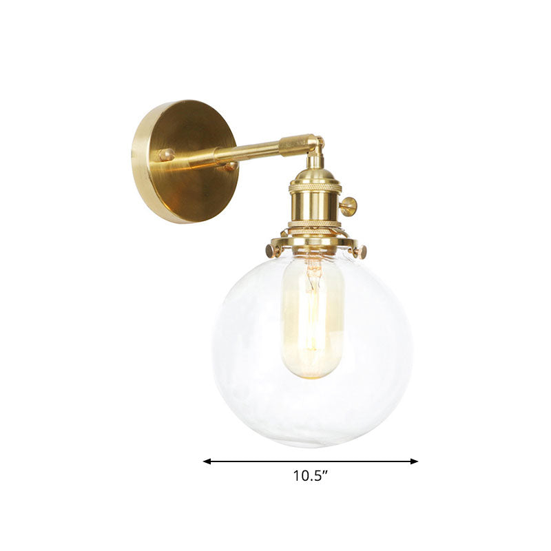 Rynx | Spherical Wall Lamp 1 Light Clear Glass Shade Industrial Wall Lamp Light for Porch