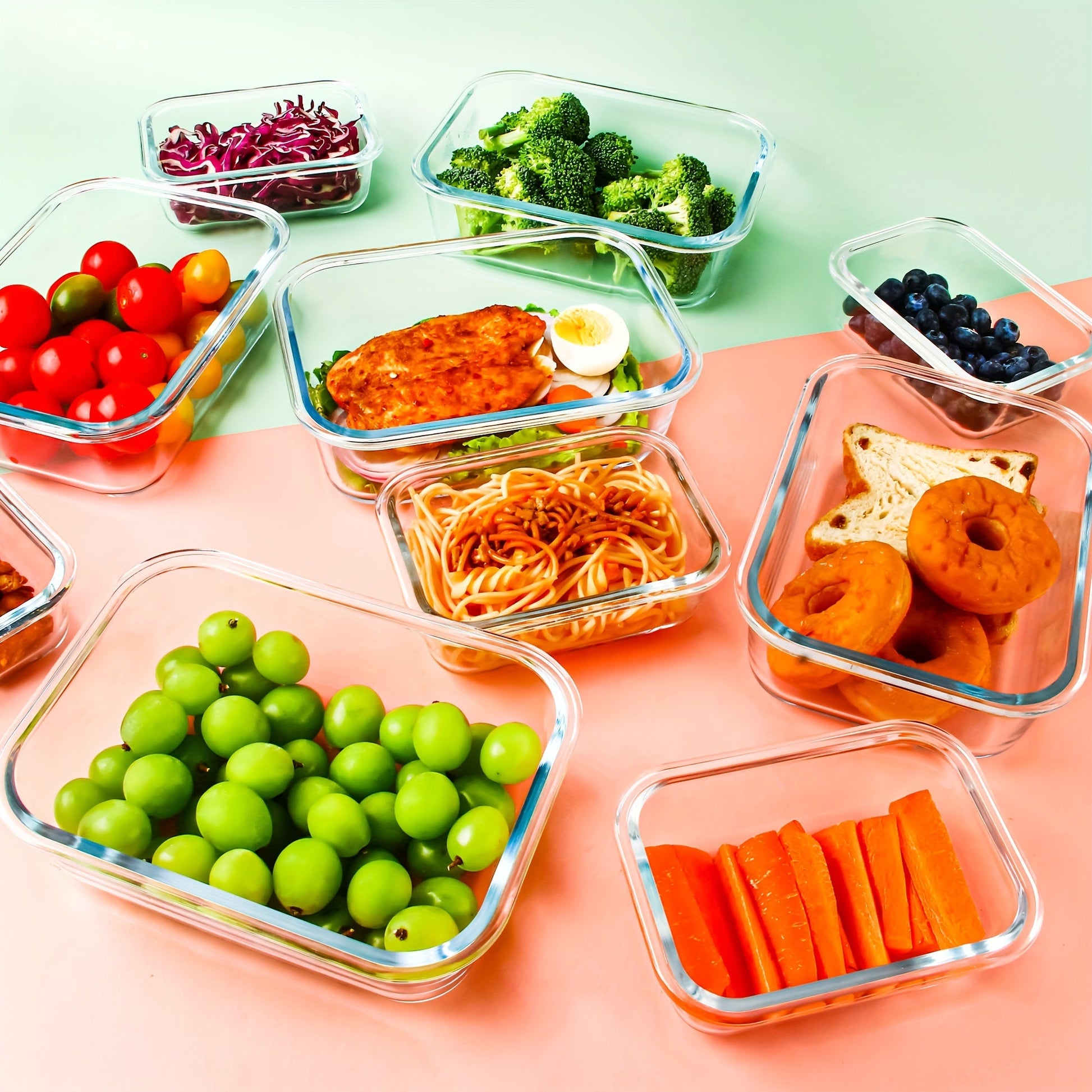 Rynx | 10-Pack Glass Meal Prep Containers Set with Airtight Lids – Durable Food Storage & Glass Lunch Boxes for Home, Kitchen, Office