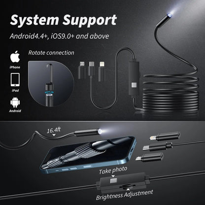 Rynx | HD Inspection Endoscope Camera – Waterproof with Adjustable LED Light
