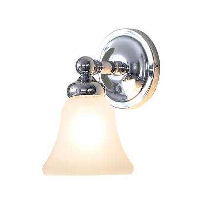 Rynx | 1 Bulb Wall Light Sconce Country Bell White Glass Wall Light Ideas in Silver