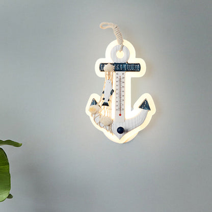 Rynx | Anchor-shaped wall light Mediterranean wood LED Blue-White wall-mounted lamp