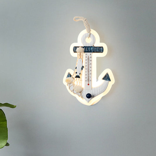 Rynx | Anchor-shaped wall light Mediterranean wood LED Blue-White wall-mounted lamp