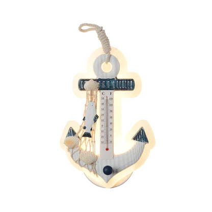 Rynx | Anchor-shaped wall light Mediterranean wood LED Blue-White wall-mounted lamp