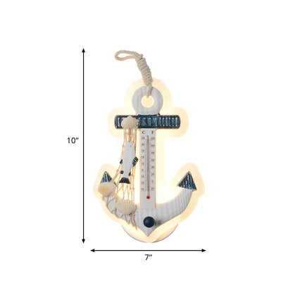 Rynx | Anchor-shaped wall light Mediterranean wood LED Blue-White wall-mounted lamp