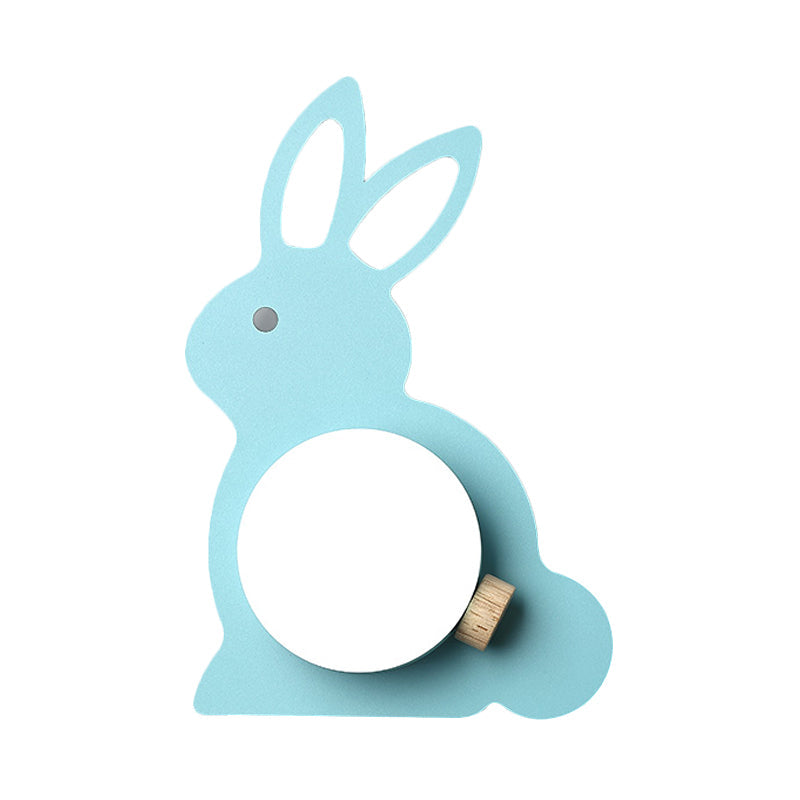 Rynx | Rabbit Flush Mount Wall Lamp Cartoon Iron 1 Lamp Pink/Blue Wall Mount Light with Ball Lampshade